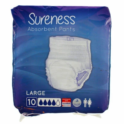 Sureness Classic Large Adult Incontinence Absorbent Pull Up Pants (Case of 40)