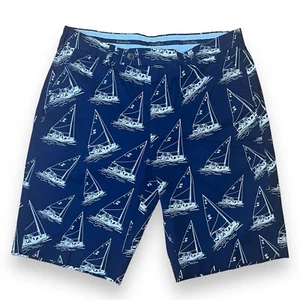 Brooks Brothers Nautical Men’s Bermuda Navy Blue White Sailboat Shorts 34 X 11 - Picture 1 of 12