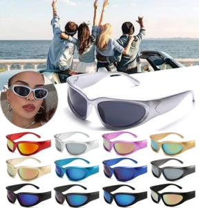 Fashion Steampunk Wrap Around Sunglasses Mens Women Retro Y2K PUNK Shade Glasses - Picture 1 of 17