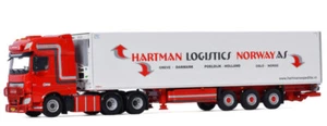 WSI 1:50 FOR DAF XF SPACE CAB MY2017 6X2 TAG AXLE REEFER TRAILER-3 AXLE HARTMAN - Picture 1 of 4