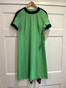 NWT Vintage 60's David Crystal Mod Shift Dress Green Navy Sz 18 L/XL NEW - Picture 1 of 4