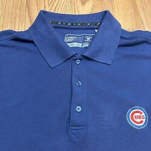 CUTTER & BUCK Chicago Cubs Polo Golf Shirt Blue Mens Medium CB DryTec