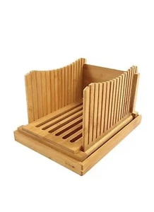 Bamboo Foldable Bread Slicer Compact Bread Slicing Guide With Crumb Catcher Tray - Picture 1 of 7