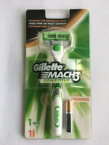Gillette Mach3 SENSITIVE POWER Razor Blade Shaver Handle 1 Refill Cartridge M3 - Picture 1 of 2