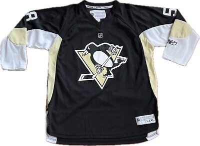Camiseta deportiva de hockey Reebok Kris Letang Pittsburgh Penguins NHL negra juvenil L/XL RARA Foto 1 de 4