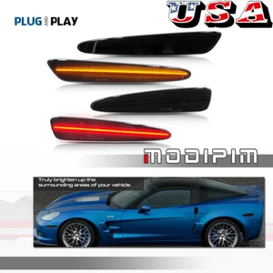 4x Smoked Lens LED Front & Rear Side Marker Lights for 2005-13 Chevy Corvette C6 - Picture 1 of 12