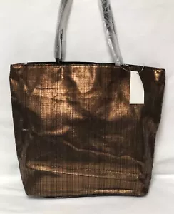 BNWT Saks Fifth Avenue Shoulder Bag Tote Bag - Metallic Copper Brown - Nice - Picture 1 of 8