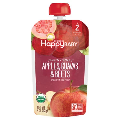 Happy Baby Stage 2 Manzana Guayaba Remolacha Orgánica 4 OZ (Paquete de 16) Foto 1 de 2