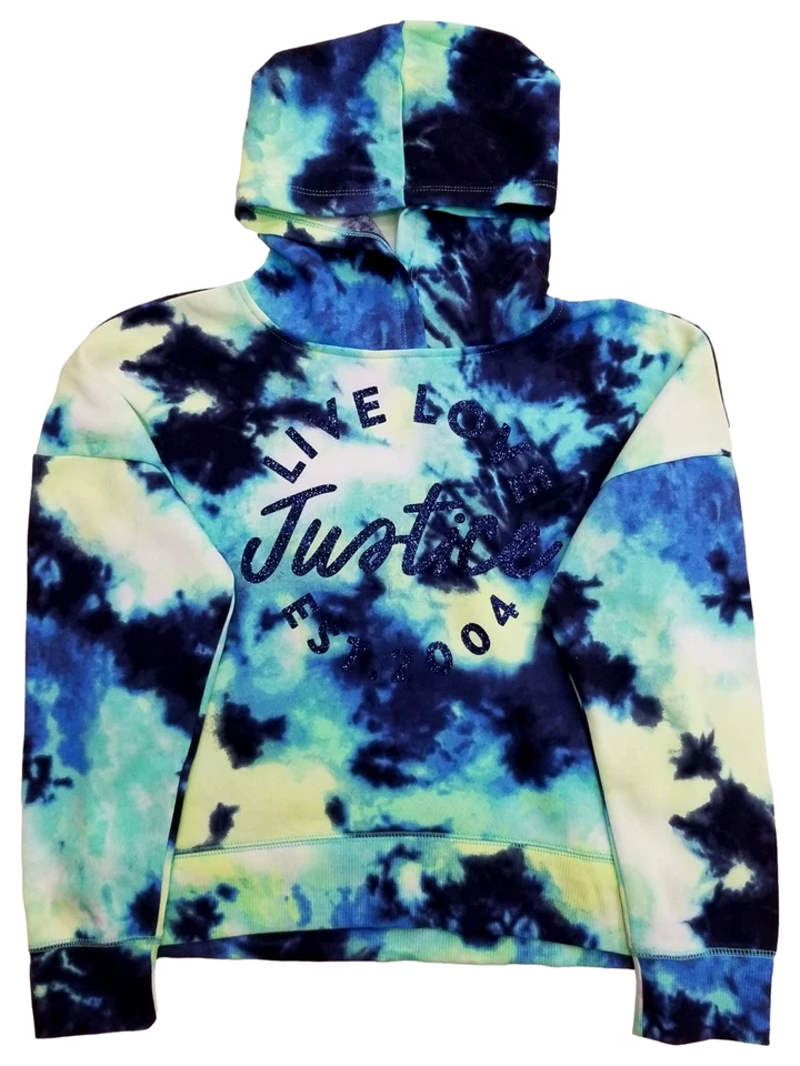 Sudadera con Capucha Pullover Tie Dye Azul Marino y Verde Justice Girls XL (16/18) Foto 1 de 1