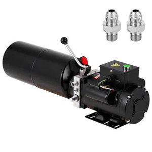 220V 10.5 Quart Hydraulic Pump Single Acting Dump Trailer with 10L Steel Tank - Picture 1 of 7
