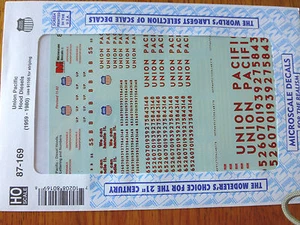 Microscale Decal #87-169 Union Pacific Diesels (1959-1980) Diesel - Hoods (HO) - Picture 1 of 1