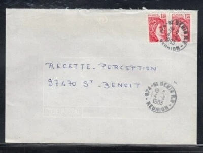 REUNION Commercial Cover St. Denis to St. Benoît 4-2-1983 Cancel - Image 1 of 2