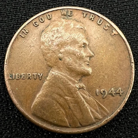 1944 RARE Wheat Penny - No Mint Mark - L Rim Error - WWII Penny - TT2 Cover