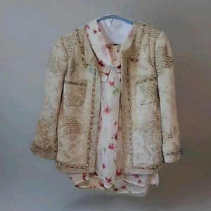 ST JOHN COUTURE KNIT JACKET / SILK BOUSE SET SIZE 4 - Picture 1 of 13