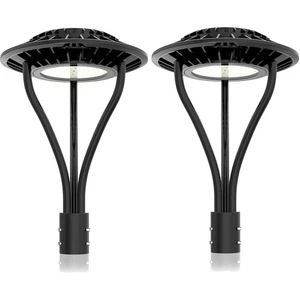 2X 60W LED Post Top Light with Dusk to Dawn Outdoor Parking Lot Garden Foodlight - Picture 1 of 17