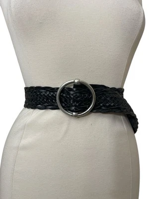 Cinturón de cuero tejido ancho negro de Calvin Klein Jeans talla L Foto 1 de 4