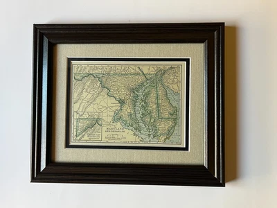 MARYLAND & DELAWARE State Map by C.S. Hammond Frame/Double Mat, SEE DESCRIPTION - Image 1 of 3
