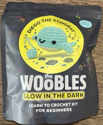 The Woobles Glow In The Dark Diego The Stingray Crochet Kit NEW Yarn Hook