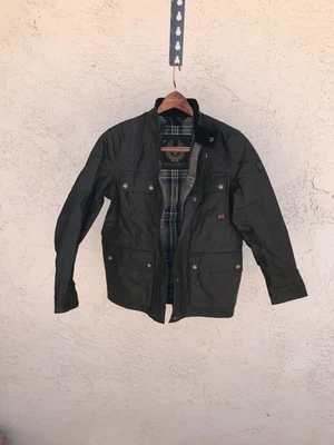 NWOT/B Boys' Belstaff Waxed Cotton Jacket , Dark Forest Green , Sz US 10 — 第 1/4 张图片