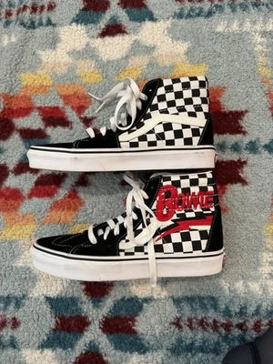 David Bowie High Top Checkered Vans Women’s 7.5 Hi Top Sneakers Shoes - Image 1 of 4