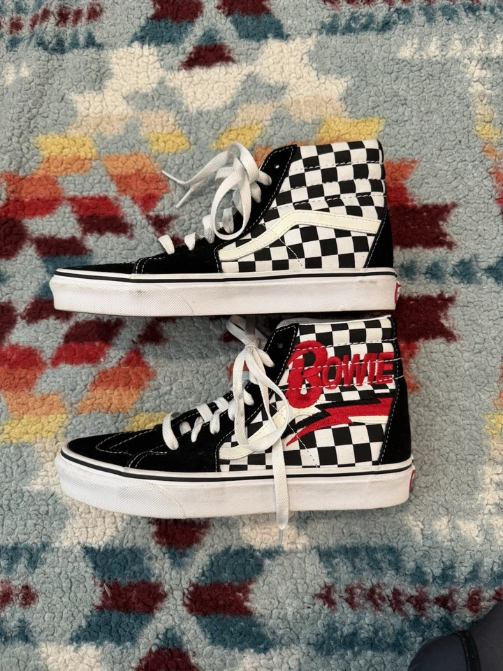 David Bowie High Top Checkered Vans Women’s 7.5 Hi Top Sneakers Shoes - Image 1 of 4