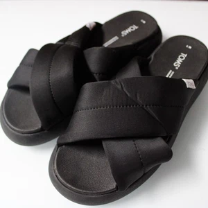 TOMS Sandals Womens Size 7 Alpargata Mallow Crossover Black Casual Comfortable - Picture 1 of 6