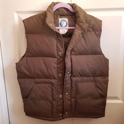Vintage Sherpa by Himalaya Men's Vest Medium Brown Down Feathers 80s - Image 1 of 4