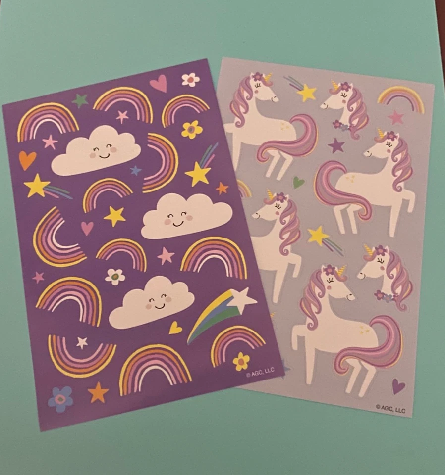 2 Small Sheets of Colorful Clouds and Unicorn Stickers from American Greetings - Image 1 of 1