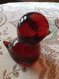 Vintage Viking Glass Ruby Red Bird -  Hand Molded - 4.5" Tall - Picture 1 of 6