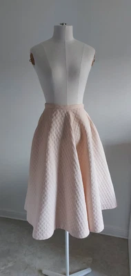 H&M trend edition pale peach/pink circular midi skirt high waist pockets Size 8 - Image 1 of 4