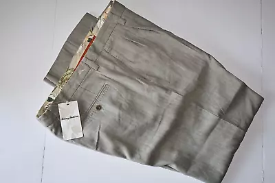 Tommy Bahama Pants Havana Herringbone Khaki Sands New Pleat Silk 32x30 32 Waist - Image 1 of 4