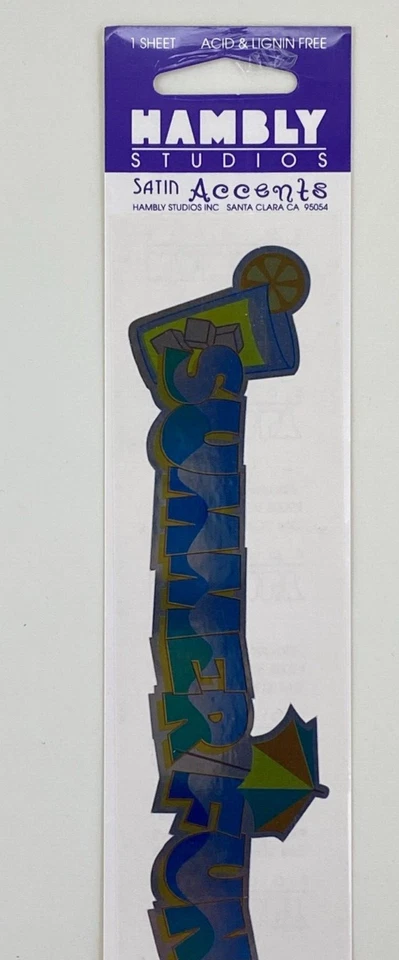 Hambly Satin Accents Silver Foil Sticker Sheet Summer Fun New Sealed - Image 1 of 3