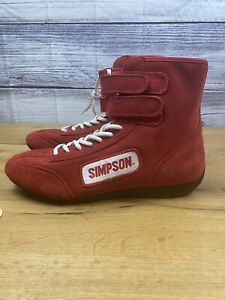 Simpson 28110RD Hi Top Design Racing Driving Shoe Size 11 Red Approved
