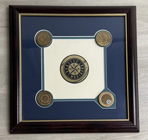 Seattle Mariners Framed Authenticated Infield Dirt SAFECO Field Etched Plaque Cover