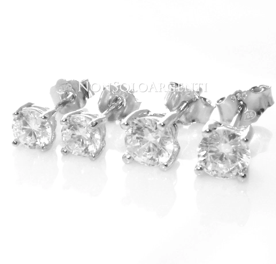 ORECCHINI PUNTO LUCE ARGENTO 925 UOMO DONNA PERNO FARFALLA zircone BIANCO 4 5 6 - Immagine 1 di 1