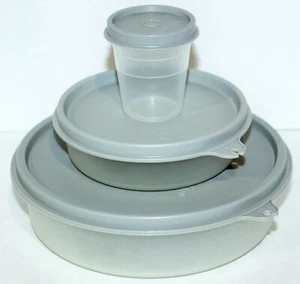 Juego de almuerzo Tupperware Big & Little Wonders tazones y paloma enana gris vintage - Imagen 1 de 2