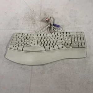 Vtg Microsoft Natural Keyboard Elite KU-0045 PS2/USB Adapter Ergonomic- White - Photo 1/5