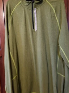 XL Men's Green Athletic Running Shirt 1/4 zip Hind Easy Wash Quick Dry Comfort - Picture 1 of 24