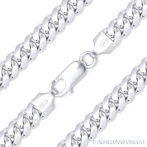 Brazalete de cadena para hombre 7 mm Miami Cuban/Curb Link/Plata esterlina 0,925 con rodio - Imagen 1 de 2