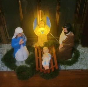 Vintage Blowmold Nativity 4 Piece Set With Original Box 18 Inch By Empire  - Picture 1 of 15