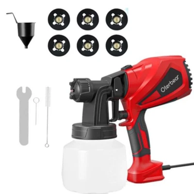 1200ML Paint Sprayer HVLP Electric Spray Paint Gun with Container Red