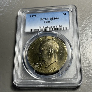 1976 P PCGS MS64 type 2 Eisenhower Ike Dollar Clad Coin Collection Golden Toning - Picture 1 of 4