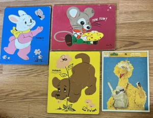 Vintage Wooden/ Tray Childrens Puzzles 2 Play Skool 1 Sesame Street 1 Connor Toy - Picture 1 of 9