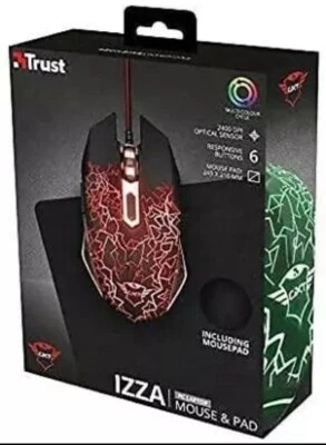 Trust Gaming GXT 783 Gaming Mouse illuminated 2400 dpi and Mouse Pad 245x210 mm - Image 1 of 2