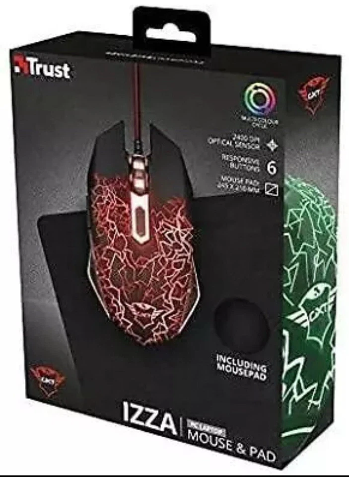 Trust Gaming GXT 783 Gaming Mouse illuminated 2400 dpi and Mouse Pad 245x210 mm - Image 1 of 2