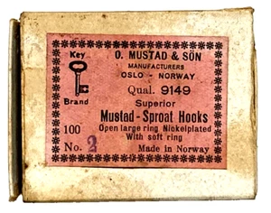 100 MUSTAD 9149 Size 2  Nickel Plated Sproat Hooks Open Large Ring - Picture 1 of 13