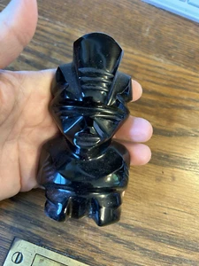 FIGURA PEQUEÑA AZTECA DE ÓNIX NEGRO BONITA DE COLECCIÓN CON ENVÍO GRATUITO - Imagen 1 de 5
