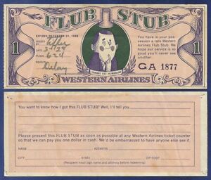 USA 1968 WESTEREN AIRLINES FLUB STUB 