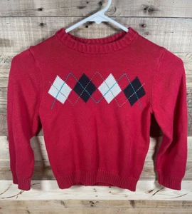 Sonoma Red Boys Large (7) Argyle Diamond Sweater Warm Heavy Knit Long Sleeve Top - Picture 1 of 5