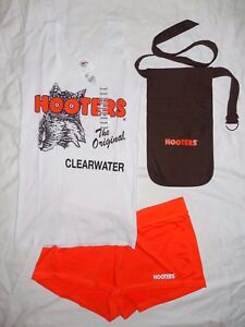 New HOOTERS Uniform Halloween Costume Tank/Short/Pouch Clearwater Florida LARGE